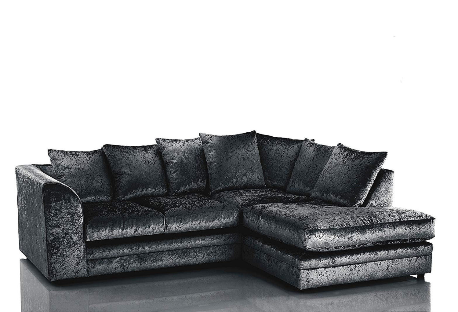 Dylan Crush Velvet Corner Sofa in Black